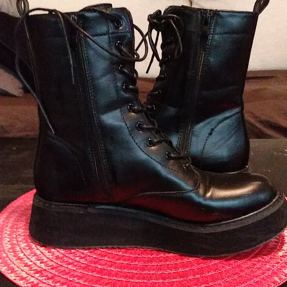Platform Combat Boots, 9 eyelet
